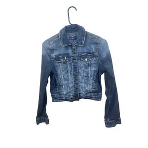 JUST‎ USA Denim Jean Jacket Cropped Blue Authentic Originals Size S